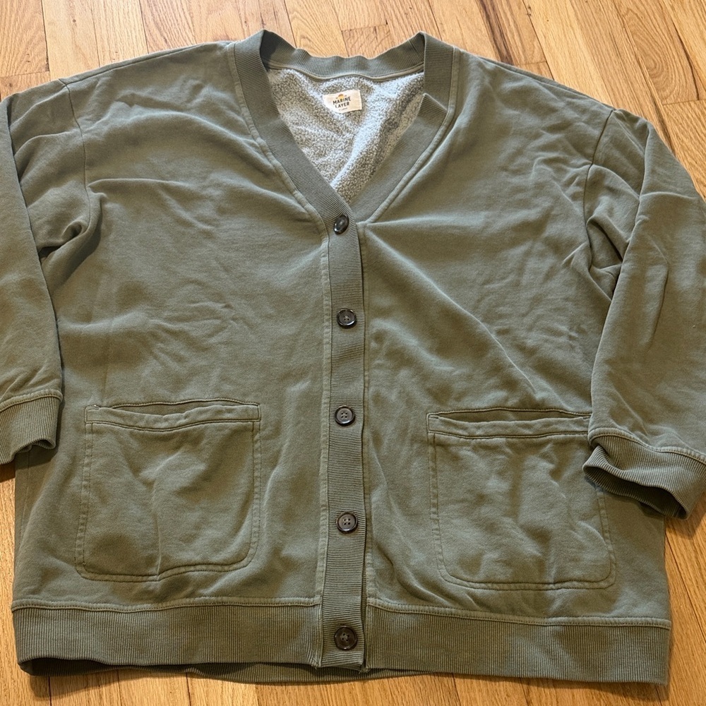 Marine Layer Annie Fleece Cardigan Dusty Olive Sz XL